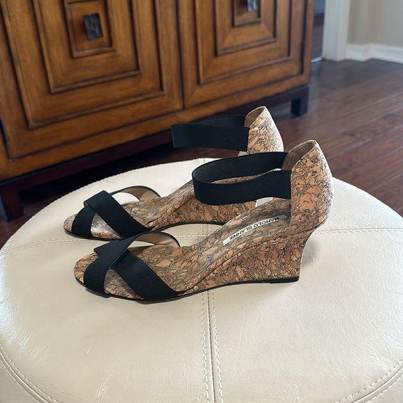 Manolo Blahnik Black Strap Cork espadrilles wedges. Size 39.5 - Picture 4 of 8